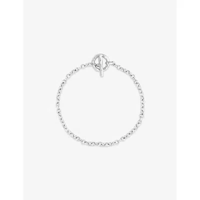 Astrid & Miyu Womens Rolo T-bar Rhodium-plated Brass Chain Bracelet Rhodiumplatedbrass