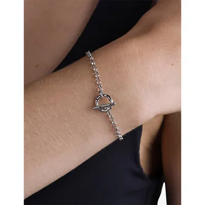 Astrid & Miyu Womens Rolo T-bar Rhodium-plated Brass Chain Bracelet Rhodiumplatedbrass