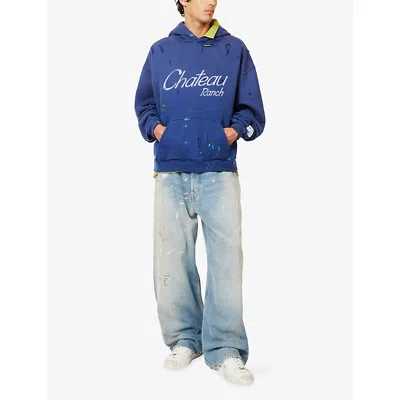 Gallery Dept. Chateau Ranch Distressed Paint-splattered Logo-print Supima Cotton-jersey Hoodie