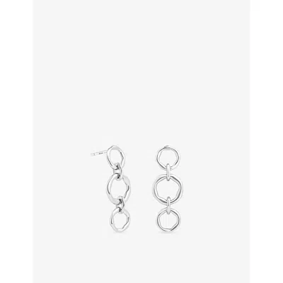 Astrid & Miyu Womens Molten Link Rhodium-plated Brass Drop Earrings Rhodiumplatedbrass