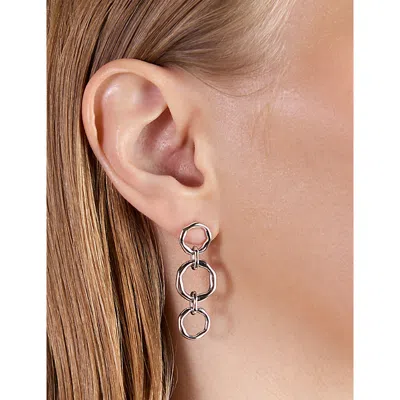 Astrid & Miyu Womens Molten Link Rhodium-plated Brass Drop Earrings Rhodiumplatedbrass