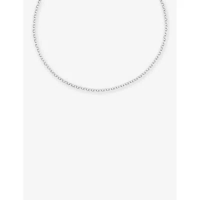 Astrid & Miyu Womens T-bar Rhodium-plated Brass Rolo Chain Necklace Rhodiumplatedbrass
