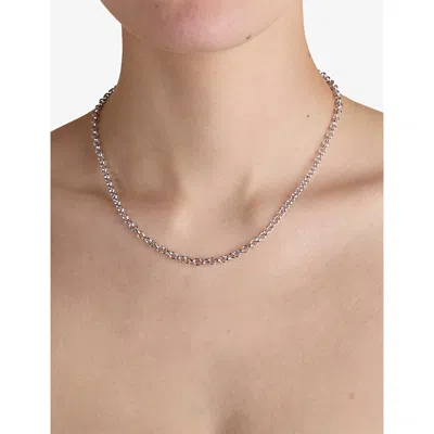 Astrid & Miyu Womens T-bar Rhodium-plated Brass Rolo Chain Necklace Rhodiumplatedbrass