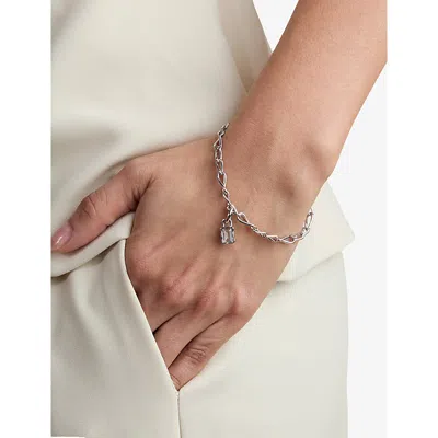 Astrid & Miyu Womens April Birthstone Rhodium-plated Sterling-silver And Topaz Charm Rhodiumplatedsilver
