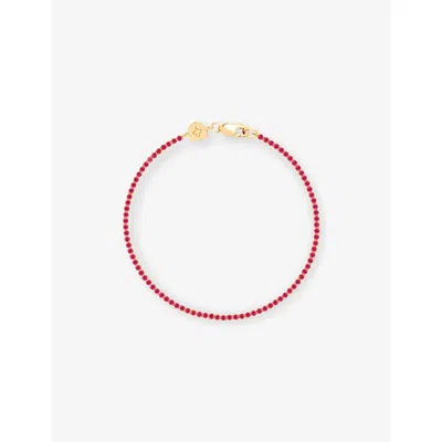 Astrid & Miyu Womens Tennis Chain 18ct Yellow Gold-plated Brass Bracelet 18ctgoldplatedsilver
