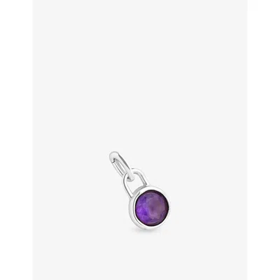 Astrid & Miyu Womens February Rhodium-plated Sterling-silver And Amethyst Birthstone Charm Rhodiumplatedsilver