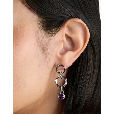 Astrid & Miyu Womens February Rhodium-plated Sterling-silver And Amethyst Birthstone Charm Rhodiumplatedsilver