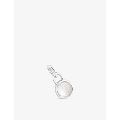 Astrid & Miyu Womens June Birthstone Rhodium-plated Sterling-silver And Moonstone Charm Rhodiumplatedsilver In Metallic