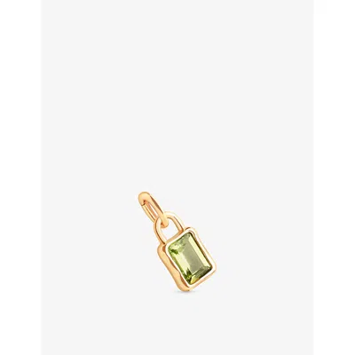 Astrid & Miyu Womens August Birthstone 14ct Yellow-gold Plated Sterling-silver And Olivine Charm 18ctgoldplatedsil