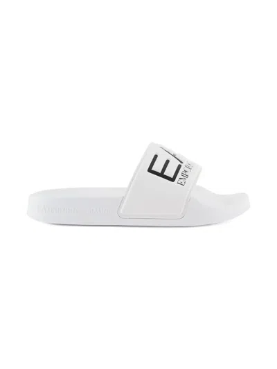 Emporio Armani Logo Slippers In White