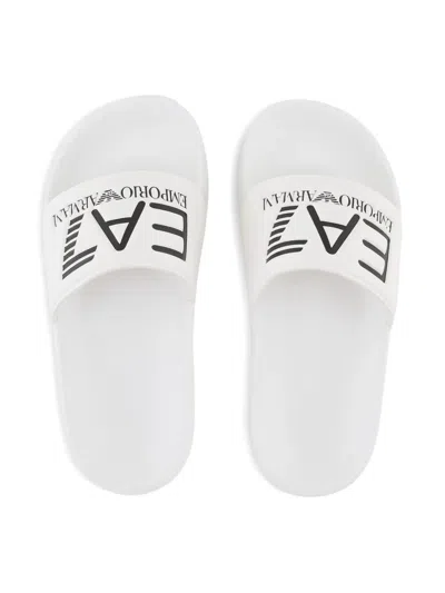Emporio Armani Logo Slippers In White