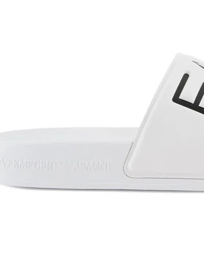Emporio Armani Logo Slippers In White