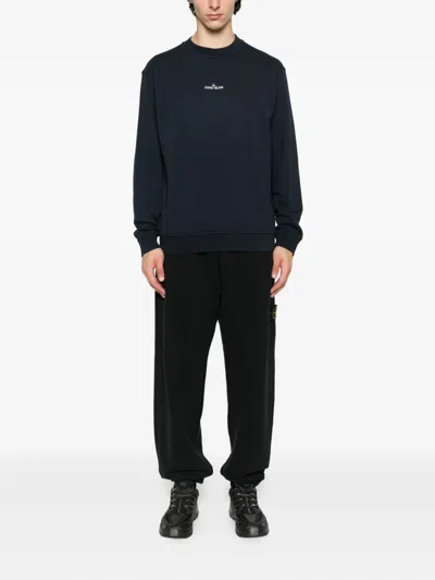 Stone Island Logo-embroidered Crew Neck Sweatshirt In Black
