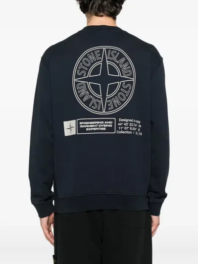 Stone Island Logo-embroidered Crew Neck Sweatshirt In Black