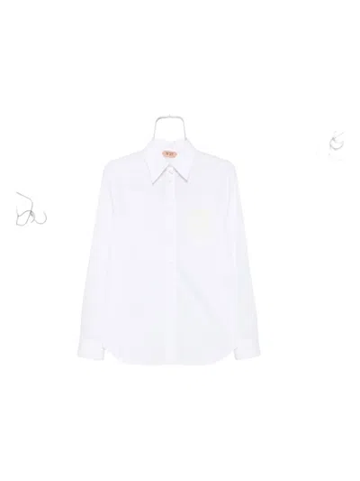 N°21 Lace-pocket Cotton Shirt In White