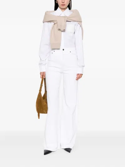 N°21 Lace-pocket Cotton Shirt In White