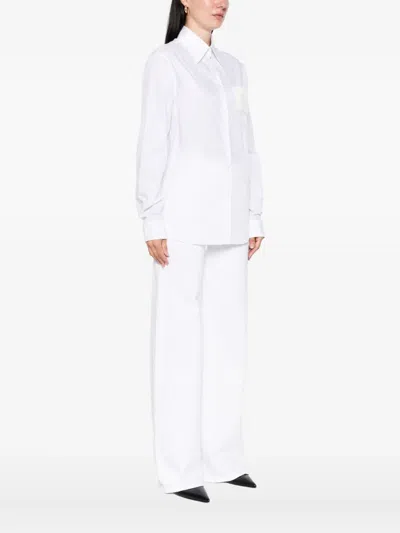 N°21 Lace-pocket Cotton Shirt In White