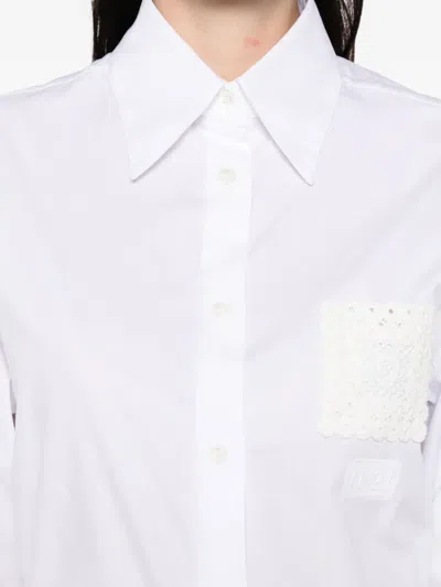 N°21 Lace-pocket Cotton Shirt In White