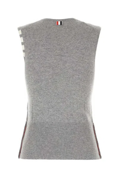Thom Browne Grey Cashmere Sleeveless Sweater In Gray