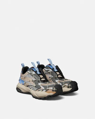 Versace Beige Fabric Sneakers In Multi