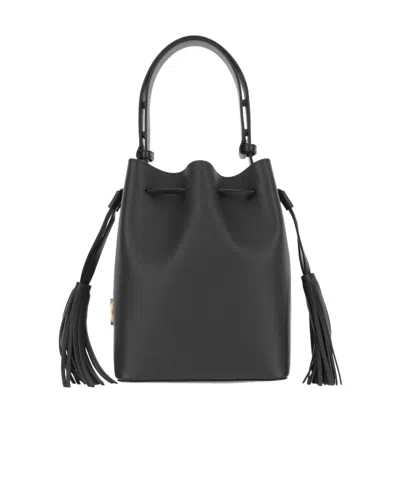 Valentino Adjustable Handle Shoulder Bag Tassel Detail In Black