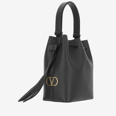 Valentino Adjustable Handle Shoulder Bag Tassel Detail In Black