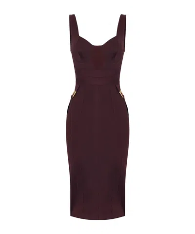 Elisabetta Franchi Structured Bodice Evening Dress In Burgundy