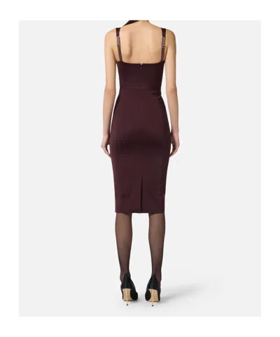 Elisabetta Franchi Structured Bodice Evening Dress In Burgundy