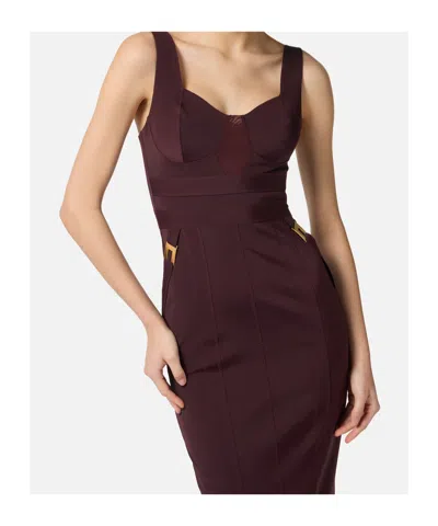 Elisabetta Franchi Structured Bodice Evening Dress In Burgundy