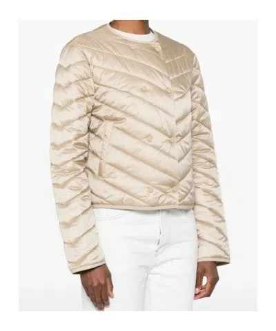 Hugo Boss Pranella Quilted Chevron Jacket In Neutral