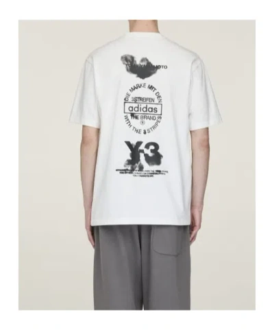 Y-3 Cotton Crew Neck T-shirt With Graphic Print In White