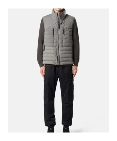 Stone Island Down Vest With Seamless Feather Tunnels And Anti-drop In Gray