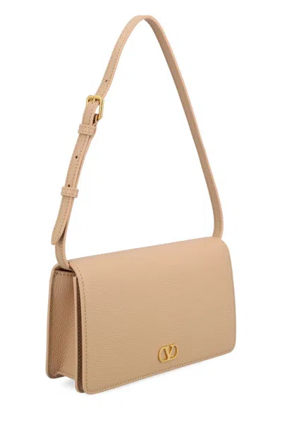 Valentino Womens Rose Sand Vlogo Signature Leather Mini Shoulder Bag In Brown