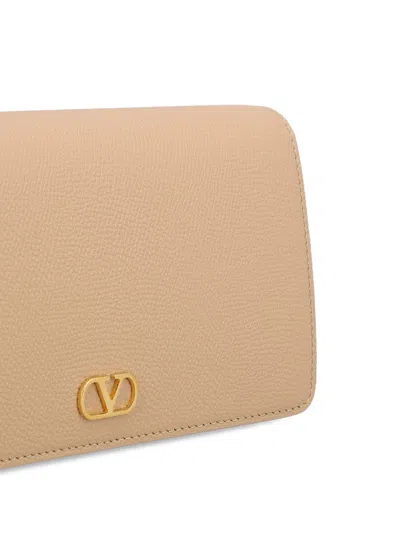Valentino Womens Rose Sand Vlogo Signature Leather Mini Shoulder Bag In Brown