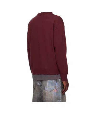 We11 Done Logo Knit Pullover Sweater In Burgundy