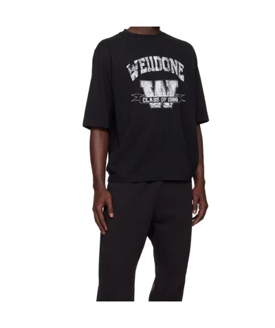 We11 Done Black Printed University T-shirt In Black