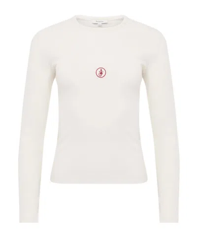 Jw Anderson Crew Neck Long Sleeves Ribbed Cuffs In White