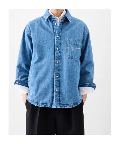 Jacquemus The Boulanger Puffed Denim Overshirt In Blue