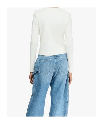 Jw Anderson Crew Neck Long Sleeves Ribbed Cuffs In White