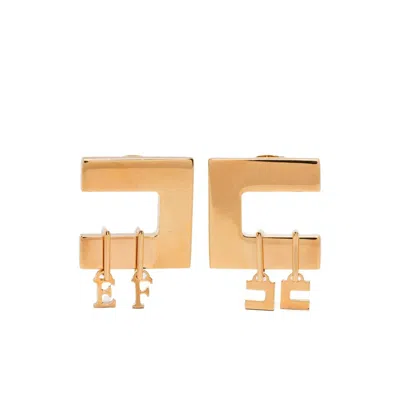 Elisabetta Franchi Square-frame Earrings In Gold