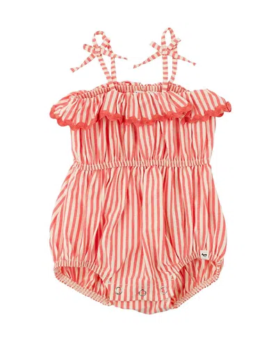 Oh Baby ! Girls' Harriet Ruffle Romper - Cabana - Baby In Red