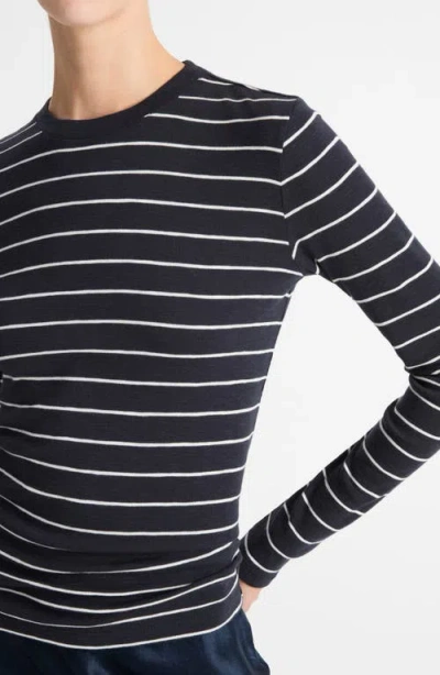 Vince Stripe Long Sleeve Cotton & Modal Crewneck Top