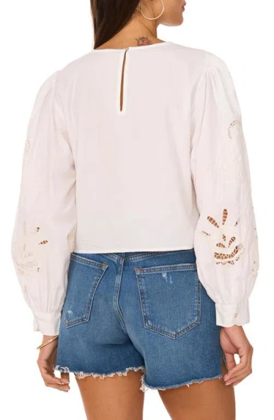 Vince Camuto Embroidered Cutwork Cotton Poplin Top