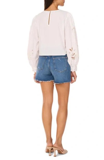 Vince Camuto Embroidered Cutwork Cotton Poplin Top