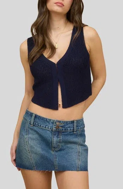 Blu Pepper V-neck Ribbed Tank In Blue