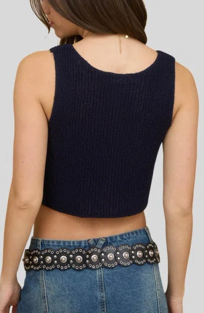 Blu Pepper V-neck Ribbed Tank In Blue