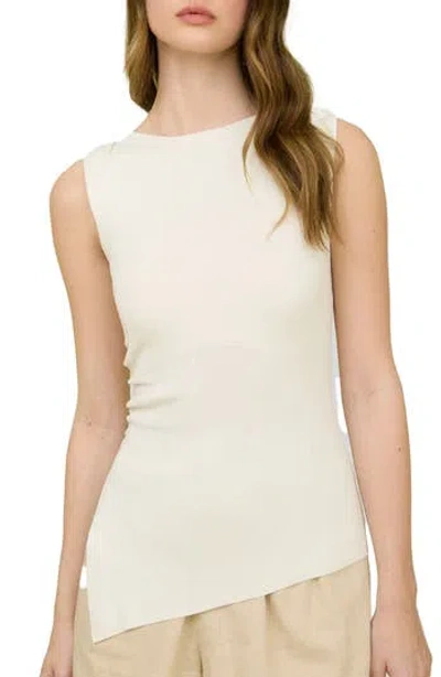 Blu Pepper Asymmetric Gathered Knit Tank Top