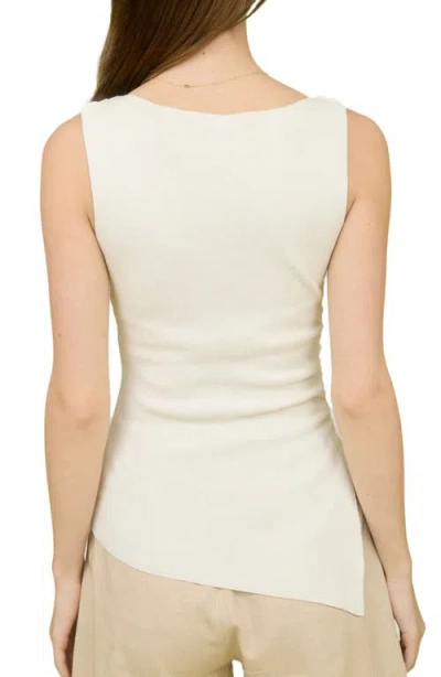 Blu Pepper Asymmetric Gathered Knit Tank Top