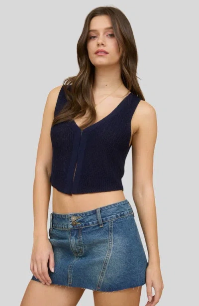 Blu Pepper V-neck Ribbed Tank In Blue