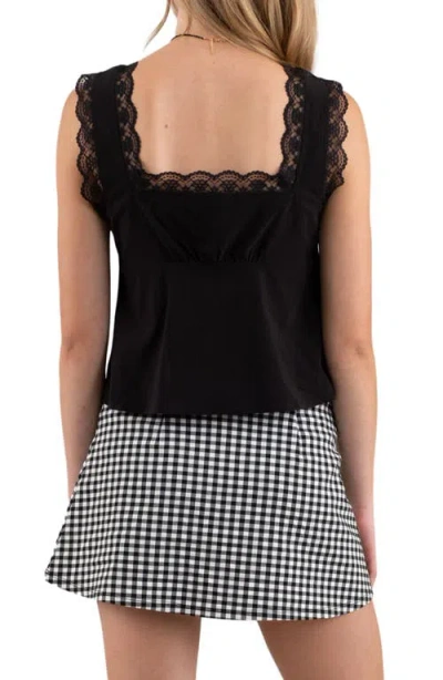 Blu Pepper Lace Trim Tie Front Tank Top